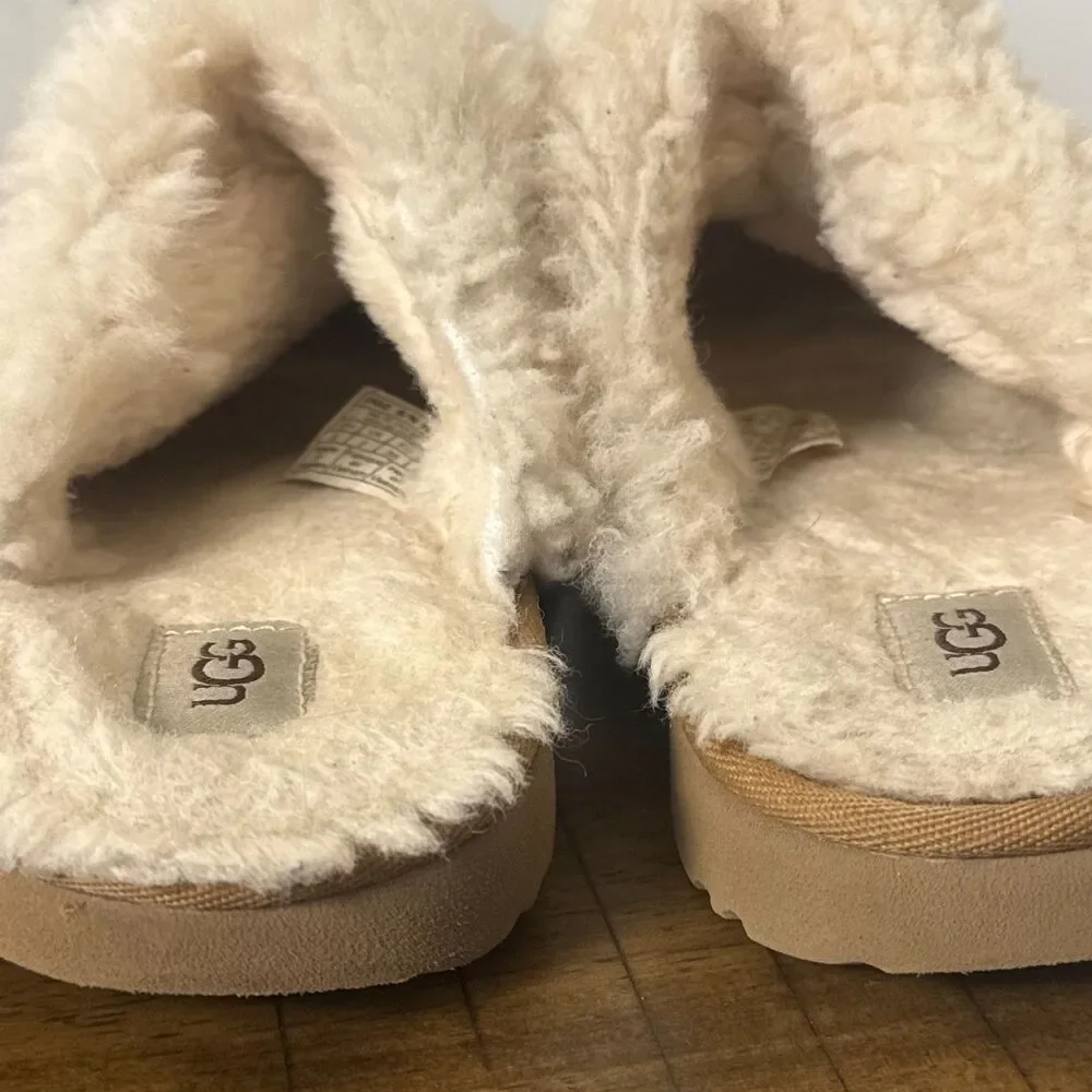 UGG Women's Sheepskin Slide Slippers Chestnut Brown Suede Size 3